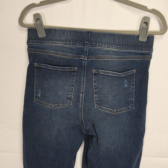 Spanx Jeans Size M Distressed Ankle Skinny Jeans Medium Wash Pull-On Blue Denim - Picture 5 of 8